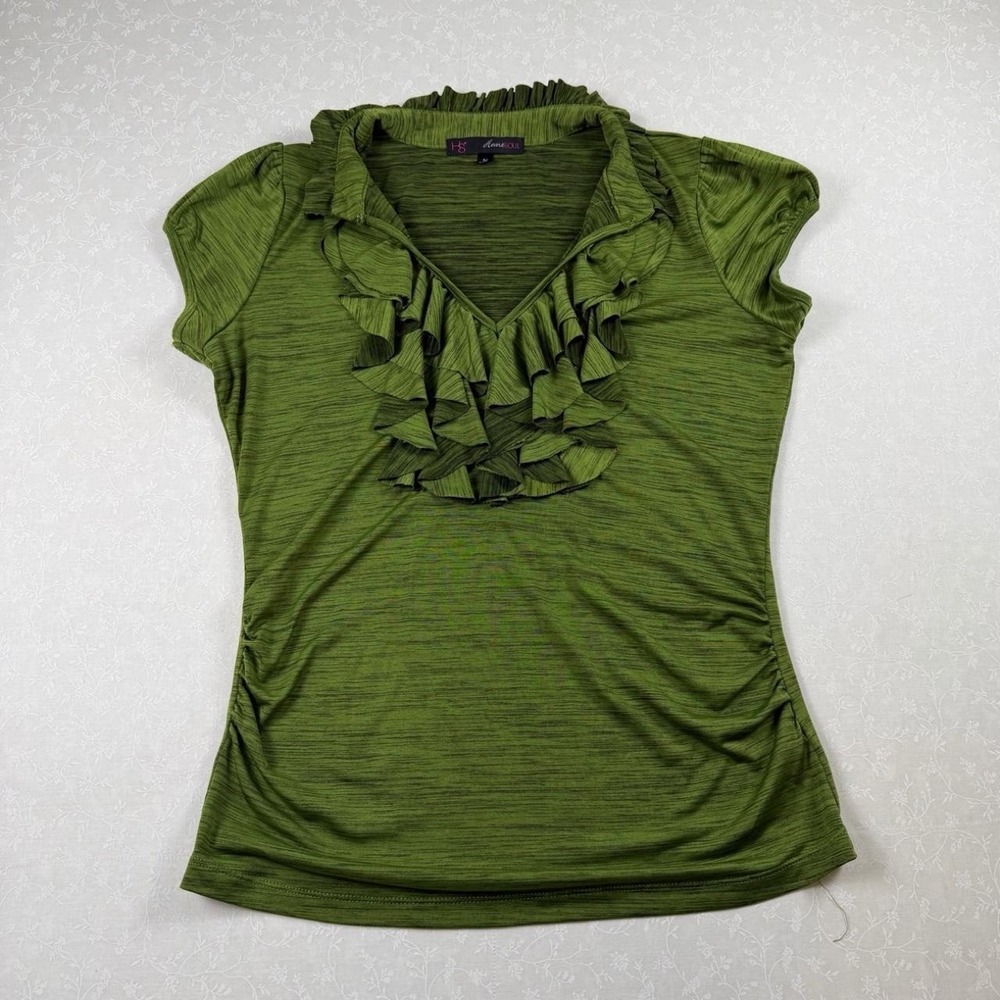 Y2K HeartSOUL Green Ruffle Top- Size Medium